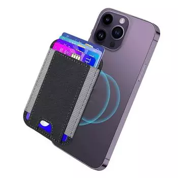 Карманный держатель для карт для сотового телефона, более сильный магнитный держатель для карт, совместимый с iPhone 13 12 чёрный