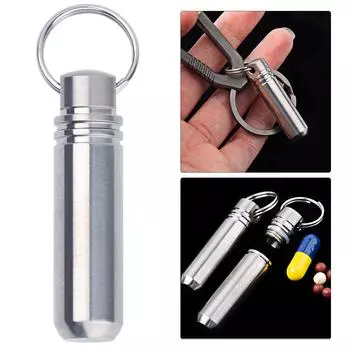 Карманный держатель для таблеток, водонепроницаемый титановый сплав, коробка для таблеток, брелок, портативная герметичная бутылка для хранения лекарств, прочная