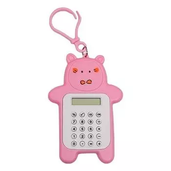 Карманный калькулятор, быстрый отклик, портативный счетный светодиодный большой экран, мультяшный милый медведь, модный 8-значный мини-калькулятор для школы розовый