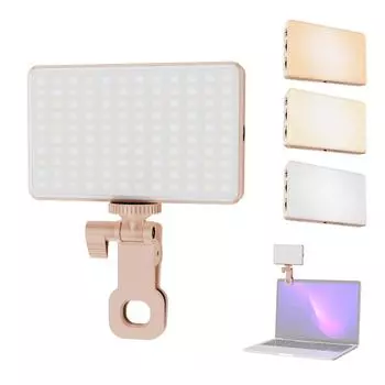 Карманный клипсовый светодиодный светильник для видео, компьютер, планшет, мобильный телефон, светильник для видеоконференций, 2500K-9000K розовый