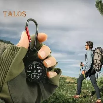 Карманный компас-брелок из цинкового сплава для кемпинга, пешего туризма, альпинизма, ориентирования, водонепроницаемый мини-навигационный инструмент для приключений на открытом воздухе чёрный