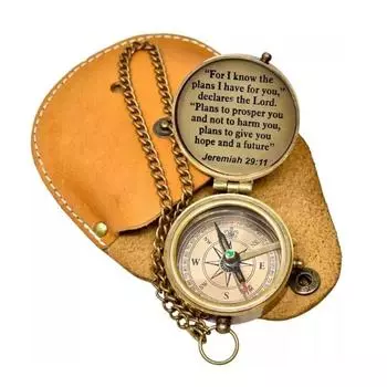 Карманный латунный компас религиозный подарок для мужчин женщин мальчиков крещение первое гравировка