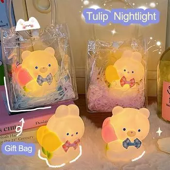 Карманный медведь/кролик прикроватный ночник спальня лампа для сна настольная лампа на батарейках