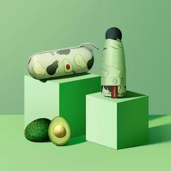 Карманный мини-капсула Andy, зонтик для фруктов, зонтик для женщин, защита от солнца, УФ-защиты, складной 5-кратный супер маленький портативный ящик Red