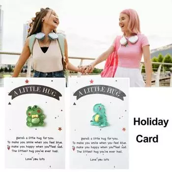 Карманный мультяшный динозавр, украшение с поздравительной открыткой, маленькое объятие, зеленая лягушка, украшение из смолы, друзья, семья, день рождения, годовщина, подарок Dinosaur