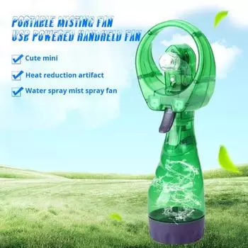 Карманный охлаждающий вентилятор Ручной вентилятор с водяным туманом на батарейках Мощный поток воздуха Низкий уровень шума Компактный размер Портативный вентилятор чёрный