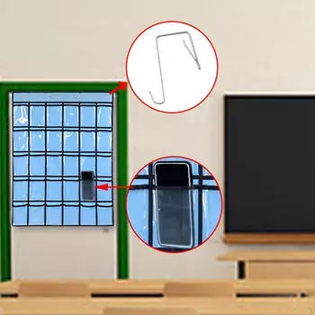 Карманный органайзер для карточек для классной комнаты, многоцелевой, для хранения сотовых телефонов, на стену или дверь синий