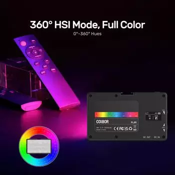 Карманный RGB-светильник COLBOR PL8R для видеосъемки 2700K-6500K для фотосъемки, светодиодная заполняющая световая панель с регулируемой яркостью, 37 сцен чёрный