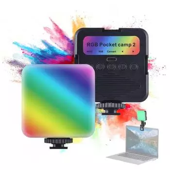 Карманный RGB видеосветильник светодиодный заполняющий свет 3200K-6500K диммируемый видеоконференц-светильник для компьютера чёрный