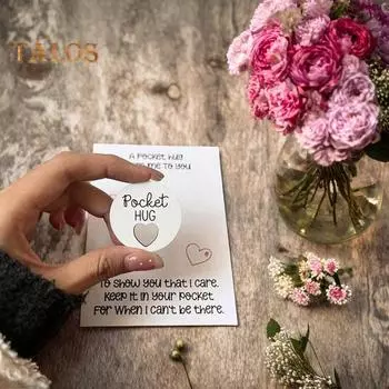 Карманный символ любви в виде сердца, украшение с поздравительной открыткой, деревянный маленький знак в виде сердца, украшение для друзей, семьи, дня рождения, годовщины, вдохновляющий подарок белый