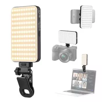 Карманный светодиодный видеосветильник Светодиодный заполняющий свет Светильник для видеоконференций 2500K-9000K Регулируемая яркость Встроенный 3000 мАч чёрный