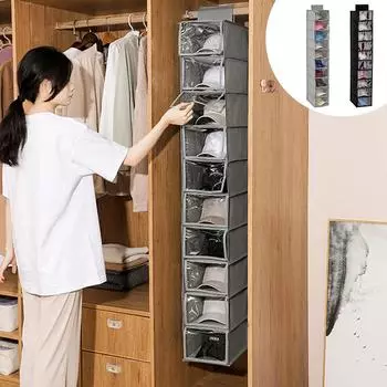 Карманы для хранения на полке для шляп Подвесной органайзер Держатель для бейсболок Стойка для шляп Органайзер для хранения игрушек Принадлежности для хранения нижнего белья серый