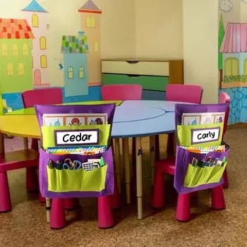 Карманы для спинки школьного стула для малышей, школьное сиденье-органайзер для хранения вещей, большая вместимость, сумка для хранения карточек и именных бирок королевский синий