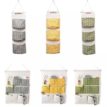 Карманы из хлопчатобумажной льняной ткани, настенная, дверная, подвесная сумка, органайзер, вешалка, сумка для хранения