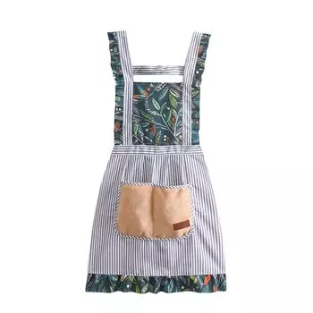 Карманы с принтом. Модные фартуки. Фартуки для готовки на кухне One Size зелёный