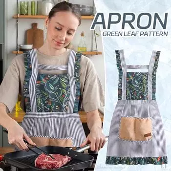 Карманы с принтом, модные фартуки, кухонные фартуки для готовки One Size зелёный