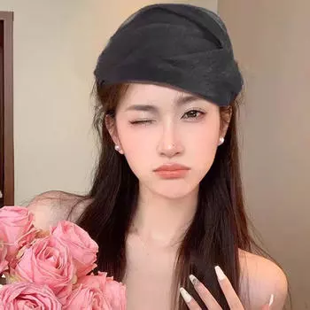 Карнавальный весенний косплей полушляпа повязка на голову головной убор чёрный