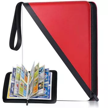 Карта 4 вмещает 400 карточек покемонов Pokeka Trading Pokemon Card Card Pokemon Card File Collection File File, Pockets, Cards, Case, Storage, Cards, красный