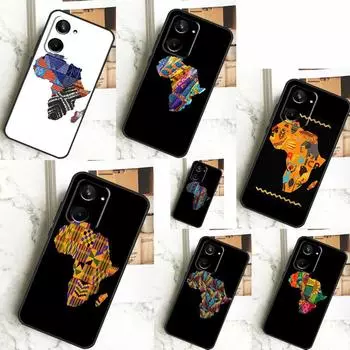 Карта Африки Африканские ткани для Realme C67 C55 C53 C51 C35 C33 C31 C30 C25s C21Y GT Neo 6 GT5 9 10 11 12 Pro Plus Чехол Realme 9Pro Plus