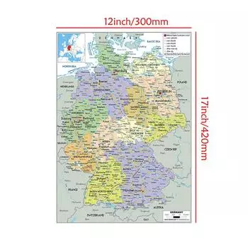 Карта Англии и Германии - Административная карта, Настенный декор для дома, Класса, В помещении/на улице, Образовательный плакат, Путешествуйте, Без рамки 30*42cm