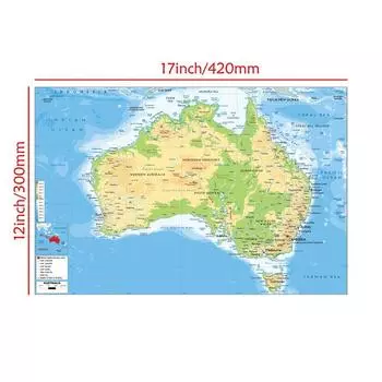 Карта Австралии без рамки - географическая карта, настенный декор, учеба, подарок, планирование учебы и путешествий, образовательное настенное искусство, украшение дома A3-42*30cm
