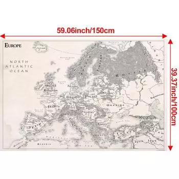 Карта Европы - необрамленная винтажная образовательная настенная живопись для домашнего офиса, декор, подарок, образовательная настенная живопись, декоративная карта 150*100cm