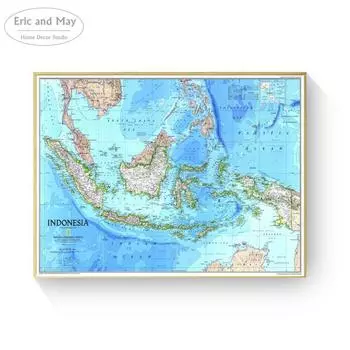 Карта Индонезии, большие размеры, HD постеры и принты, настенное искусство, декоративная картина, холст, картина для гостиной, домашний декор, без рамы 21cm30cm NoFrame