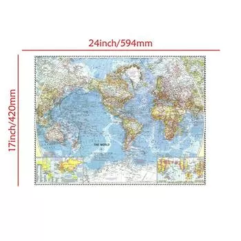 -КАРТА- Карта мира (1960) Постеры с картой мира, Настенные постеры, Туристический/Образовательный инструмент, Декоративная подвесная картина 59*42cm (24*17inch)