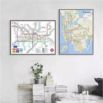 Карта метро мира, плакаты и принты, холст, декоративные настенные панно для гостиной, домашний декор, картина без рамы 21cm30cm NoFrame