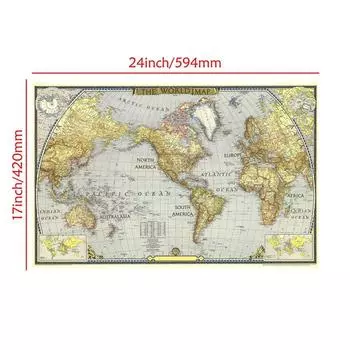 -Карта мира (1943 год)- Постеры с картой мира, подвесные, школьные, дорожные принадлежности, подарок, образовательное настенное искусство, декор для стен 59*42cm (24*17inch)