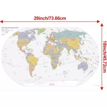 Карта мира Декор для стен, Декор для домашнего офиса, Подарок для любителей географии, Образовательное искусство, Декор для стен, Туристические принадлежности 18*29inch/45.72*73.66cm