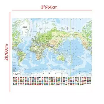 Карта мира-Географическая карта с городами,Настенная,Без рамы,Декор для дома,Учеба,Географические инструменты,Инструменты для туризма/образования 60*60cm