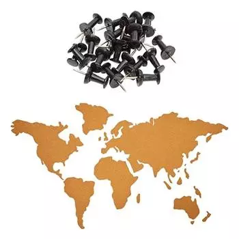 Карта мира из пробковой доски с 16 кнопками для украшения стен в домашнем офисе 40x18 дюймов, настенное искусство с картой мира для детей, путешествий в классе