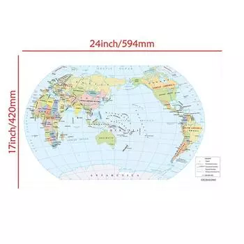 Карта мира на английском языке - политическая карта, учебные пособия, настенный декор, товары для путешествий 594*420mm/Canvas