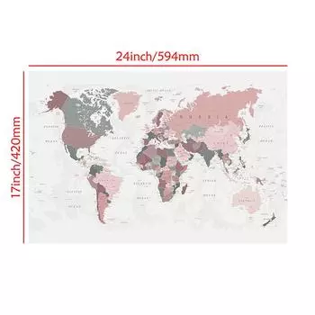 Карта мира-Политическое деление,Политико-географический настенный декор для гостиной,Домашнего офиса-Современный художественный декор,Принадлежности для путешествий 59*42cm