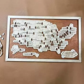 Карта национальных парков Деревянные кнопки Карта путешествий Контрольный список национальных парков Деревянный плакат Соединенные Штаты
