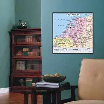 Карта Нидерландов, иллюстрация города на русском языке, карта, холст, картина, настенный художественный постер, украшение для дома 60*60cm