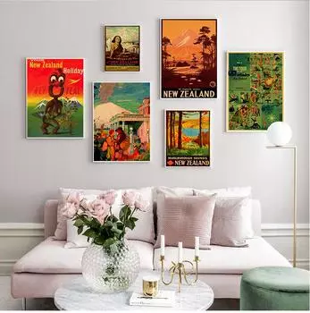 Карта Новой Зеландии, холст, живопись, винтажные настенные картины, крафт-постеры с покрытием, настенные наклейки, украшение для дома, детский подарок, без рамки 21*30cm