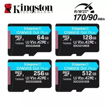 Карта памяти Kingston Micro SD 512 ГБ TF карта 64 ГБ 128 ГБ 256 ГБ U3 V30 A2 высокоскоростная карта Micro SD до 170 Мбит/с 4K Flash TF карта для экшн-камер, дронов 128GB