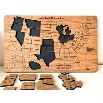 Карта-пазл «Путешествие по США» | Список деревянных ведерок Карта 50 штатов One Size