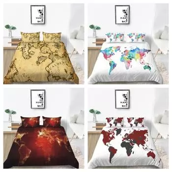 Карта Постельное белье Уникальный дизайн Домашние покрывала Полиэстер King Size Постельные принадлежности Высококачественные наборы пододеяльников UK Single 135x200cm