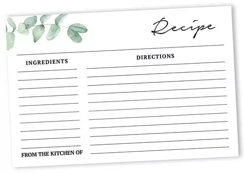 Карта рецептов Inkdotpot 6x4 дюйма, односторонние карты рецептов, карты рецептов зелени, карты рецептов для свадьбы, свадебного душа, детского душа, упаковка 6x4 белый