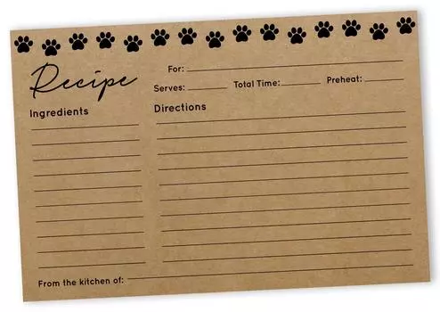 Карта рецептов Inkdotpot 6x4 дюйма, односторонние карты дизайна рецептов, печать лап, крафт-карты рецептов, свадьба, свадебный душ, детский душ, упаковка 6x4 коричневый