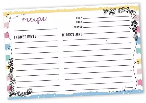Карта рецептов Inkdotpot 6x4 дюйма, односторонние карты дизайна рецептов, белые цветочные карты рецептов, свадебные, свадебные, детские, в упаковке 6x4 белый