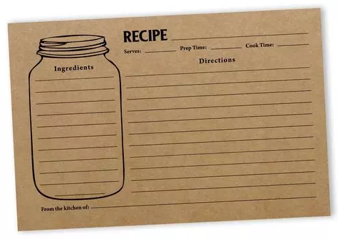 Карта рецептов Inkdotpot 6x4 дюйма, односторонние карты дизайна рецептов, банка Mason Jar, крафт-карты рецептов, свадьба, свадебный душ, детский душ, упаковка 6x4 коричневый