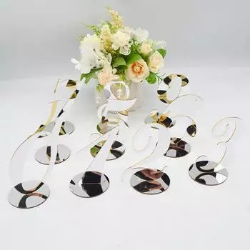 Карта с номером места, глянцевая, добавляющая атмосферу, зеркальная поверхность, стоящая, свадебный, золотой стол, номер, праздничные принадлежности 7 золотистый