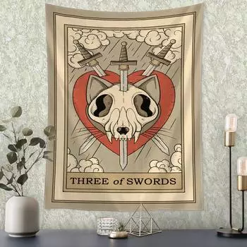 Карта Таро с изображением кота, настенный гобелен, 3D печать, красочный богемный стиль, Tapiz Kawaii, домашний декор для комнаты 95x70cm