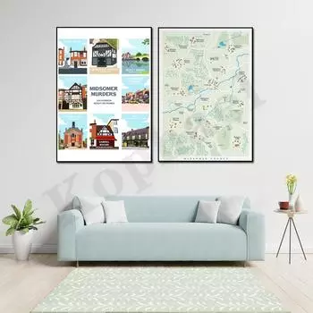 Карта «Убийство в середине кинотеатра». Место убийства. Высококачественный настенный декоративный плакат 21cm30cm NoFrame