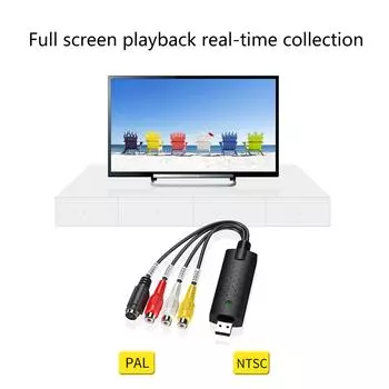 Карта видеозахвата USB 2.0 Видеоконвертер Адаптерный кабель Преобразует VHS Mini DV Hi8 DVD VCR в цифровой формат для Mac и ПК