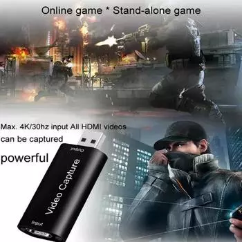 Карта видеозахвата USB 4K Hdmi To Usb Видеозахват Прямая трансляция Запись для PS4 Xbox Phone Игровой DVD HD Камера